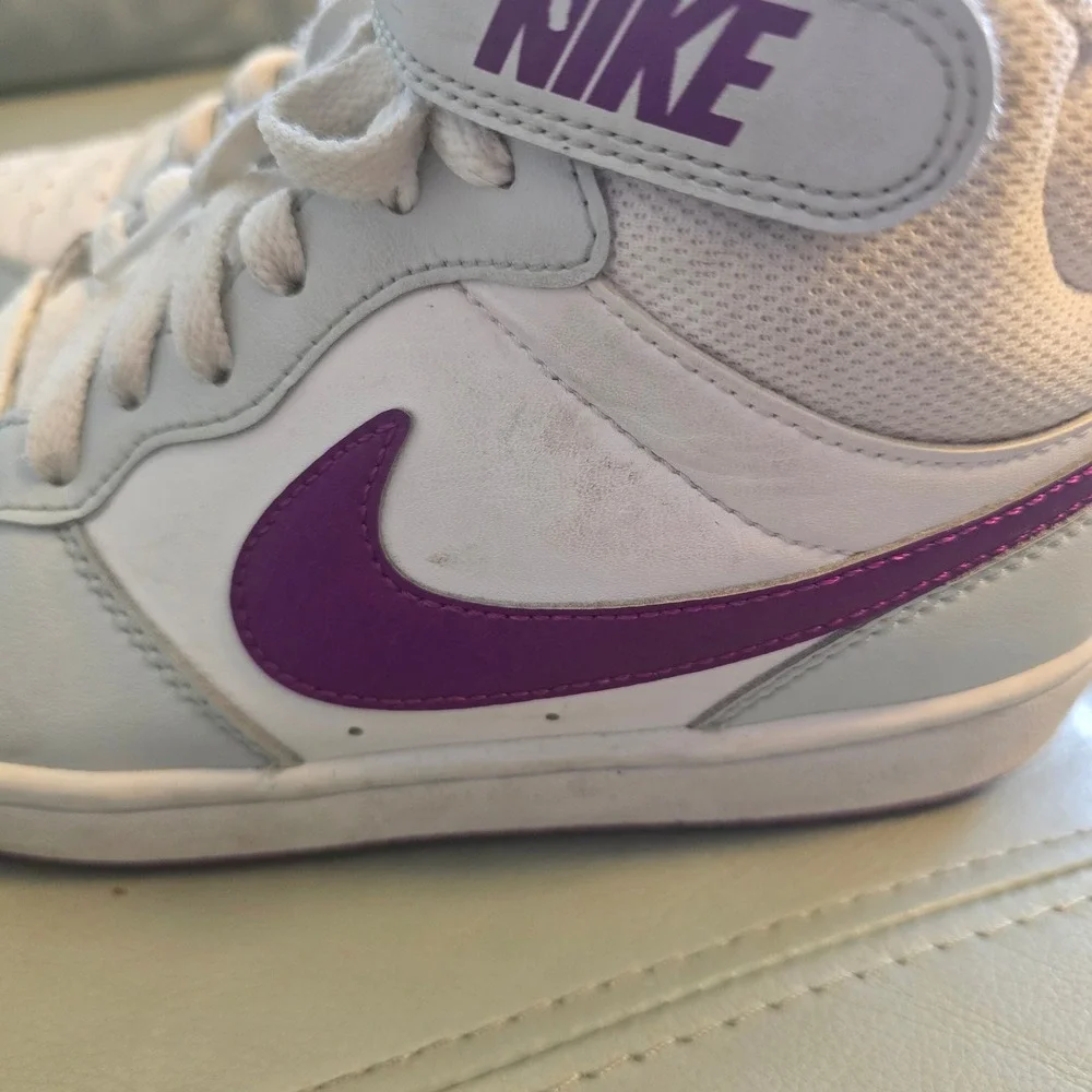 Nike‎ Court Borough Mid 2 White Grey Purple GS Sneakers CD7782-009 Size 5Y